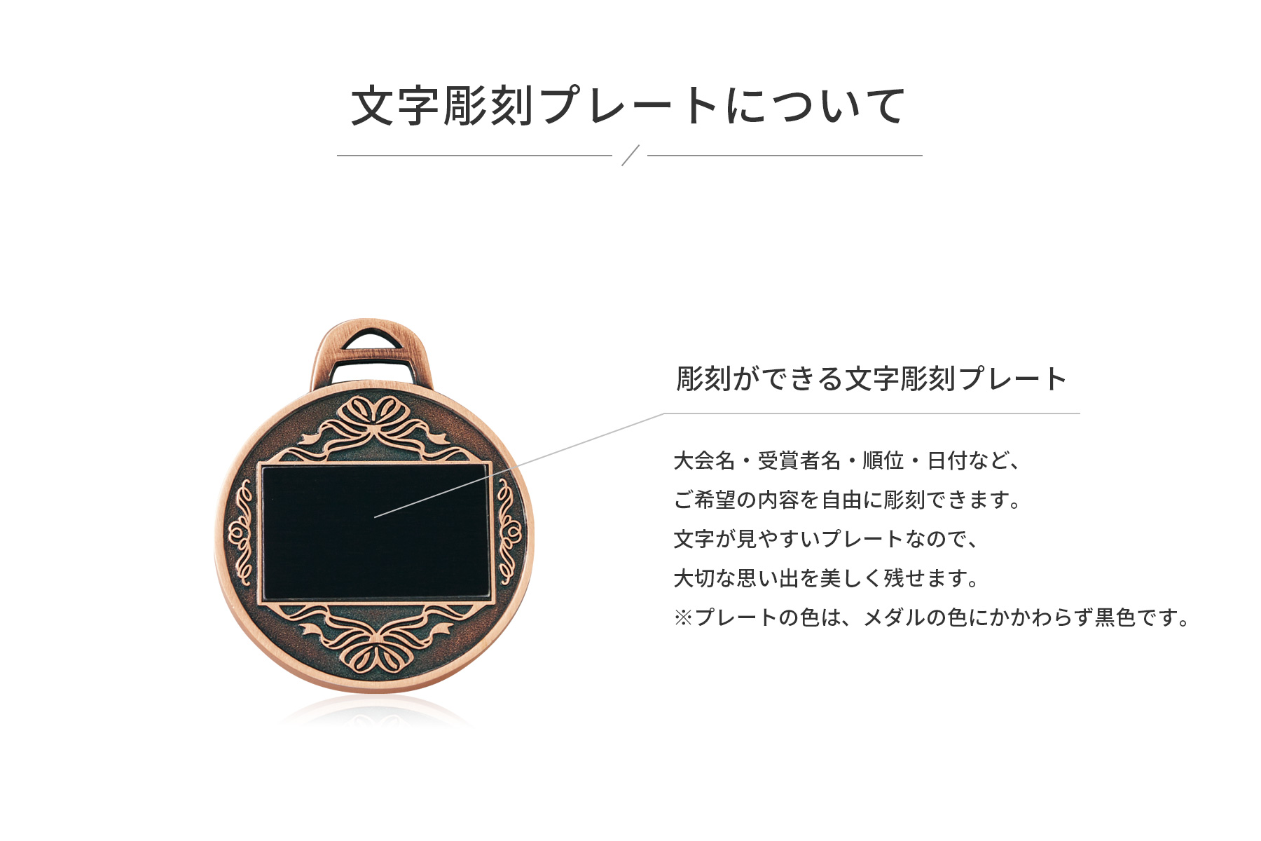 JW-SHM-265 オリジナルメダル製作の裏面文字彫刻プレート