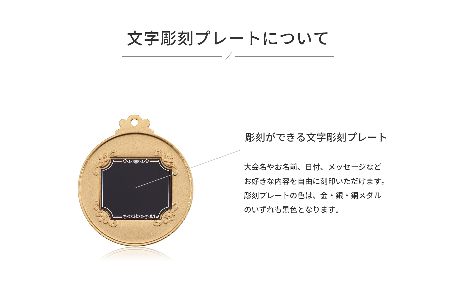 人気の表彰メダルの裏面文字彫刻プレート JAS-LMW-500
