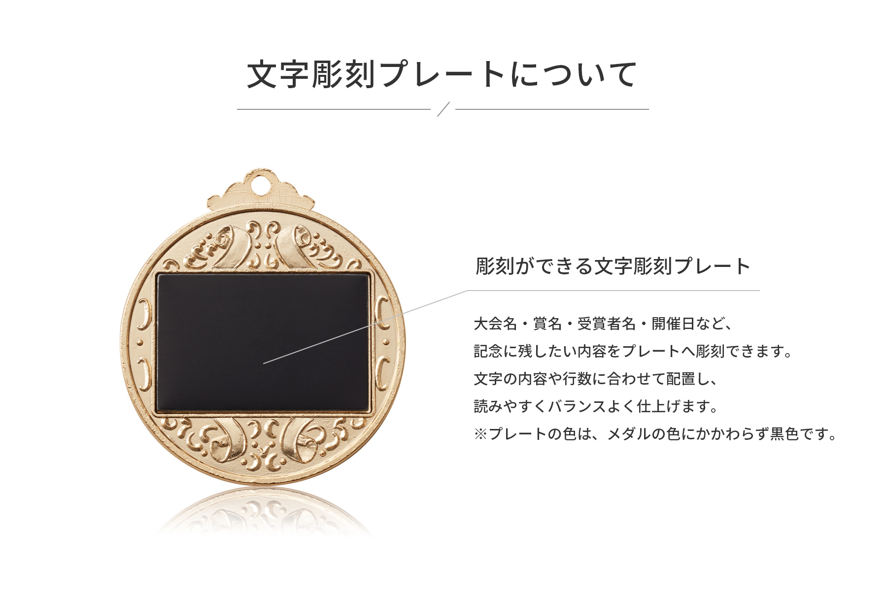 メダルの背面に付属される刻印用の文字彫刻プレート JW-5C