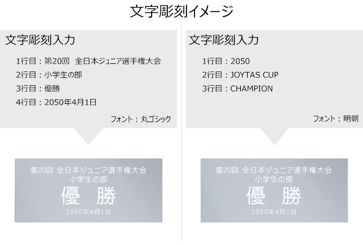 アルミプレートシルバー文字彫刻イメージ