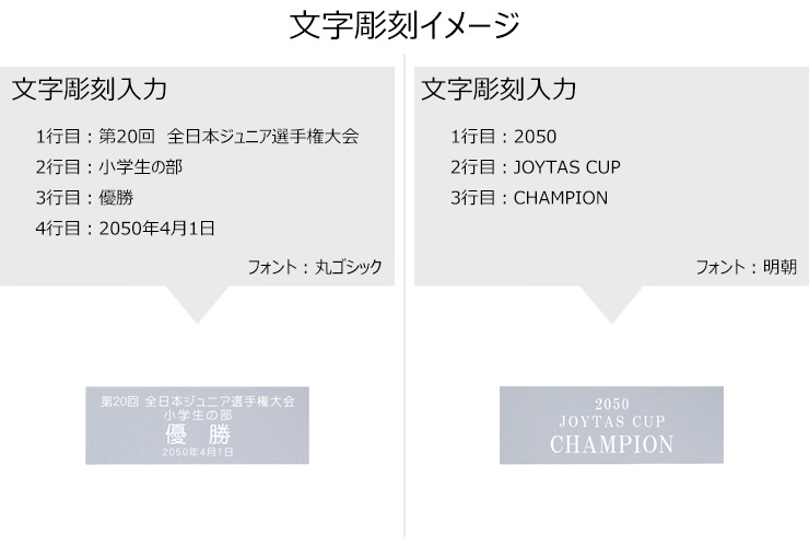 アルミプレートシルバー文字彫刻イメージ
