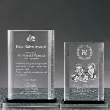 似顔絵記念品セミオーダートロフィーJW-SHD-7087-nigaoe